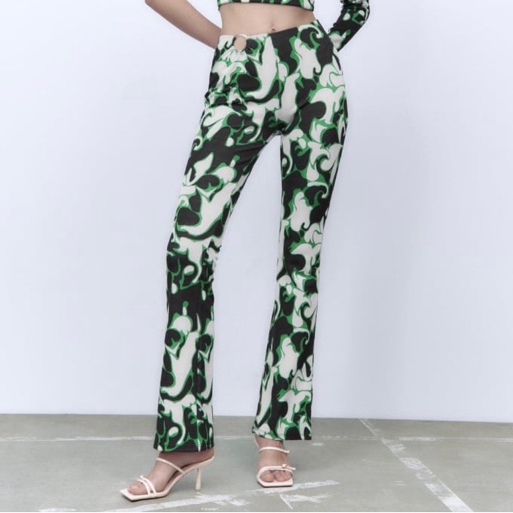 Zara Jacquard High Waisted Flare Pant